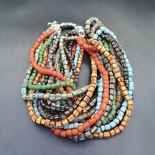 Lot9 Strands Vintage AFRICAN Multicolor Stripes GLASS BEADS 5-7MM necklace L7 picture