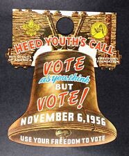 Vintage 1950s Vote Promotion, Boy Scouts, Liberty Bell Shaped Door Hanger picture