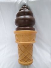 Vtg BLOW MOLD Safe T Cup 26” CHOCOLATE Ice Cream Cone BANK Soft Swirl LARGE NICE picture
