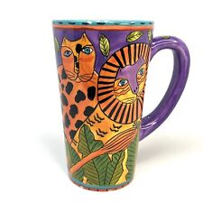 Vintage 90s Laurel Burch Design Studio Tall 6” Mug 1998 Lions Tigers Cat Coffee picture