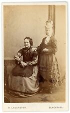 CIRCA 1880'S CDV Albino Daughter Standing By Elderly Mother Lancaster Blackpool picture