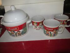 1993 Campbell's Soup Tureen with Lid & Ladle and 3 Mugs picture