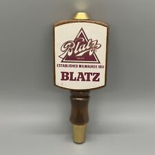 Vintage Blatz Beer 4 sided Wood & Brass Tap Handle 6 1/2