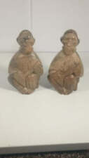 (2) Singing Man Figurines Folk Art Russia  Vintage Hand Carved Marble Stone 4.5