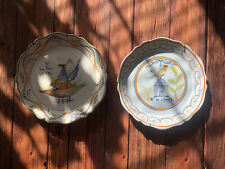 Two French Hand Painted Antique Plates. W La Liberte Faience Rare Vintage Plates picture