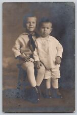 Postcard Size Photo Of Young Boys Brothers Sailor Suit Frankforter Hagerstown MD picture