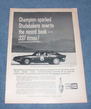 1964 Champion Spark Plugs Vintage Ad with Studebaker Avanti at Bonneville picture