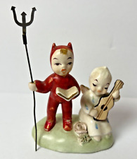 Vintage 50s Napco Sinner & Saint Figurine S542A W/Label and Pitchfork Repaired picture