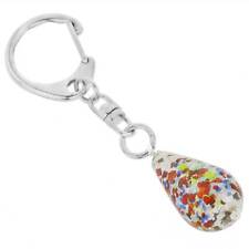 GlassOfVenice Murano Glass Drop Keychain - Arlecchino Silver picture