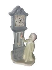 Vintage Clock Grandfathers Tower Type Clock Girl And candle Porcelain Rare picture