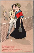 Vintage 1908 Tennis / Romance Greetings Postcard 