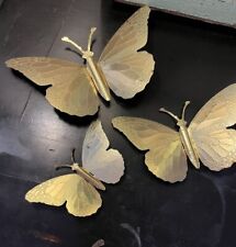 Vintage Lot Of 3 Brass Butterflies Wall Decor Boho Eclectic picture