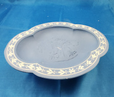Avon Wedgwood Blue Avonshire Jasperware Footed Pedestal Soap Dish Cameo Design  picture