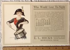 Exquisite 1912 Earl Christy Sample Calendar, For E.L. Hicks, Brownsville, Texas picture
