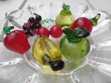 Unusual Vintage Miniature Hand Blown Glass Fruits With Bowl Set picture
