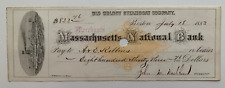 1883 Old Colony Steamboat Co Check Boston MA Mass National Bank Ship vignette picture