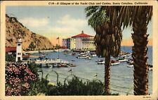 VTG Yacht Club Casino Santa Catalina California Postcard 1947 Post Marked Linen picture