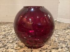 ANTIQUE VINTAGE RED GLASS SWIRL GLOBE BALL OIL LAMP SHADE GWTW MEDIUM SIZE 6” picture