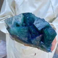 5.1lb Large Natural Green Cube Fluorite Mineral quartz Crystal cluster Specimen picture