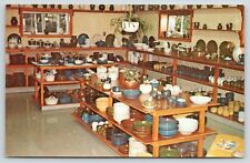 Blue Hill Maine~Rackliffe Pottery Shop~Colorful Display Plates Bowls~1960s PC picture