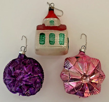 Hand Blown Glass Ornaments Vintage 1980's  Lot of 3 picture