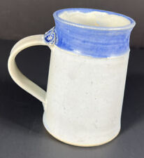 Pottery Mug with Blue Flowers Handle for Thumb Placement picture