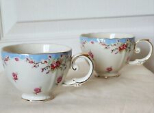 2 Vintage Gracie Blue Rose Tea Cups  picture