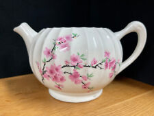 VTG W.S. George Bolero Peach Blossum Ceramic Pot/Vase 22 Carat Gold Trim No Lid picture