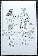 Signed Original Angel Gabriele Wonder Woman/Cheetah Inked Commission 11X17 picture