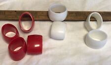 Vtg Retro Napkin Rings Acrylic/Plastic Lot Of 8  Red And White 2”X1.5” picture