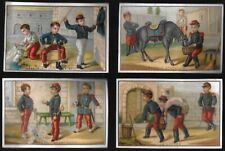 6 old late 19th century chromos  7cm Little Soldiers School picture