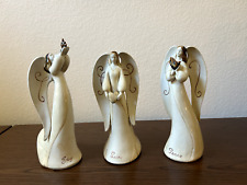 Set of 3 Angels: Peace, Love, Joy--9” Ceramic Figurines Knick Knack Collectable  picture