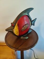 Glass / Metal Fish Table Lamp Stained Glass Look Desk Light Decor Red picture