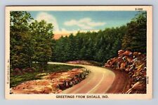 Shoals IN-Indiana, Scenic General Greetings Of Road, Antique, Vintage Postcard picture