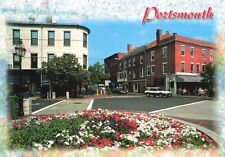 Postcard NH Portsmouth Automobiles Intersection Street View Rockingham County picture