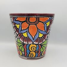 Talavera Mexican Pottery Medium Planter Pot Handpainted Terracotta Coloroful 8