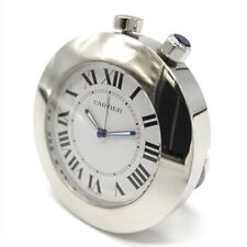 Cartier Quartz Travel Alarm Clock Stainless Steel 2751 Round Shape Analog Used picture