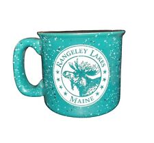 Rangeley Lakes Maine Souvenir Heavy Ceramic Coffee Cup Green Moose picture