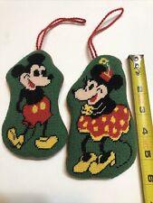 Vintage Mickey & Minnie Needlepoint Ornaments picture