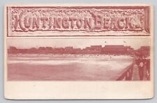 Huntington Beach California, Panoramic View from Pier SCARCE, Vintage Postcard picture