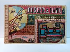 Burger & Hand Fine Furniture Manufacturer Trade Card 1890's 11th, Market Streets picture
