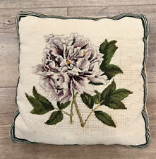 VTG Needlepoint Petite Hydrangea Floral Throw Pillow Cover 14