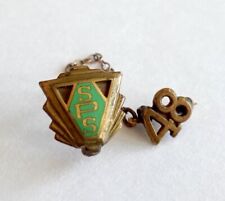 Vintage SPS 1948 Lapel Pin Class Fraternity Education School Green Gold Tones picture
