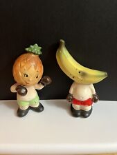 Vtg 1956 Napco Anthropomorphic Fruit Salt Pepper Shakers Pineapple Banana Boxers picture