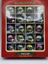 NIB Christopher Radko Shiny Bright 20 Glass Christmas Ornaments Glitter STRIPED picture