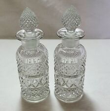 2 Vintage Matching Clear Perfume Bottles with Stoppers picture