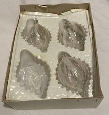 Commodore Hand Decorated Glass Ornaments 3 Clear w/Sparkle Decoration in Box picture