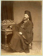 Greece, Monk Vintage Albumen Print.  18x24 Albumin Print Circa 1880  picture