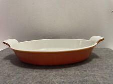 Vintage Cousances #24 Au Gratin Cast Iron Enamel Flame Orange Oval Baking Dish picture