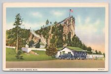 Castle Rock St Ignace Mi Linen Postcard No 4775 picture